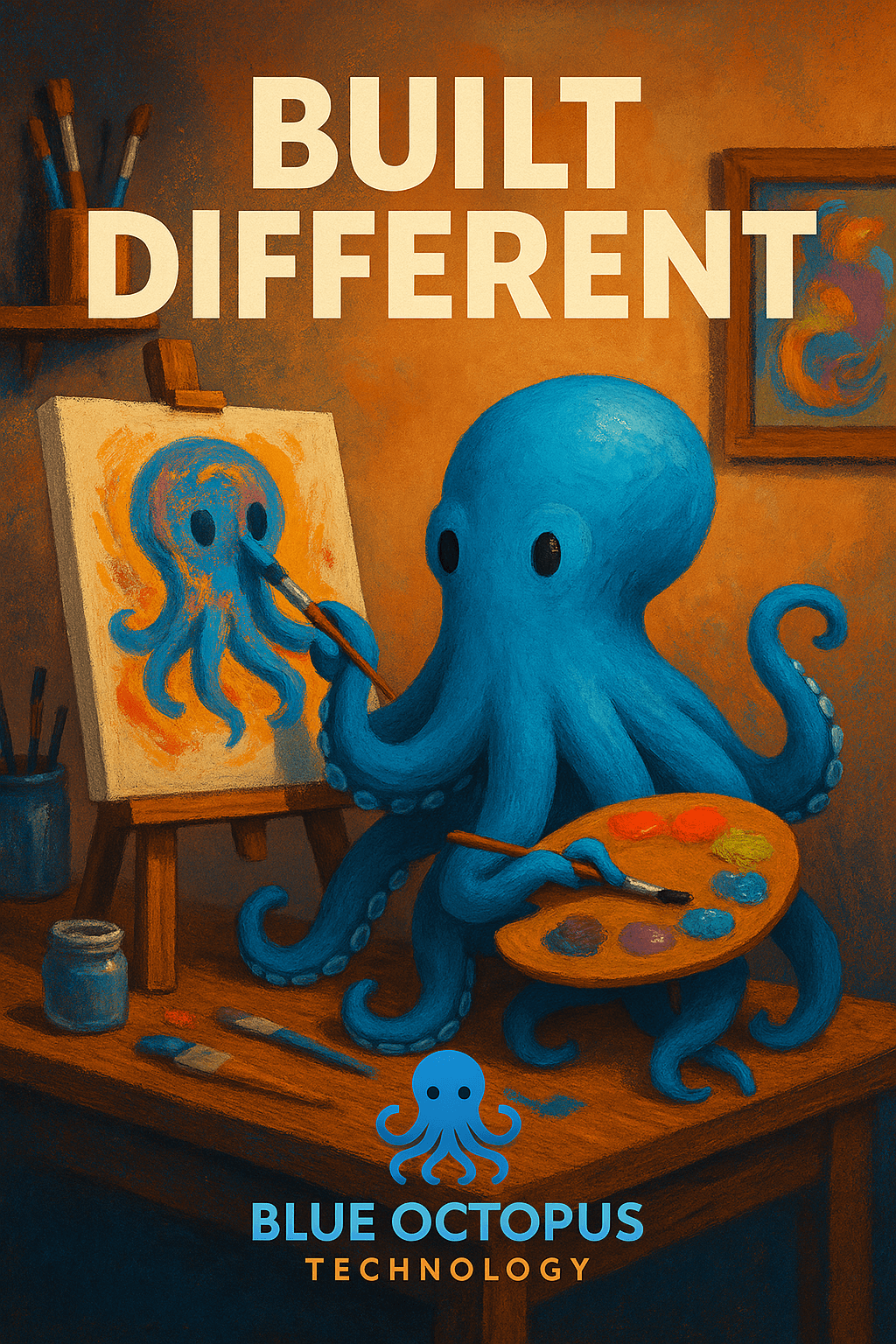 Octopus painting a self-portrait — built different